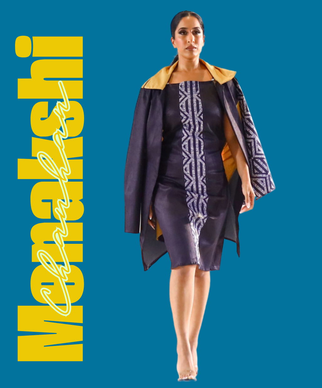 Polynesian Denim Print knee length Bodycon Dress (Blazer not included)