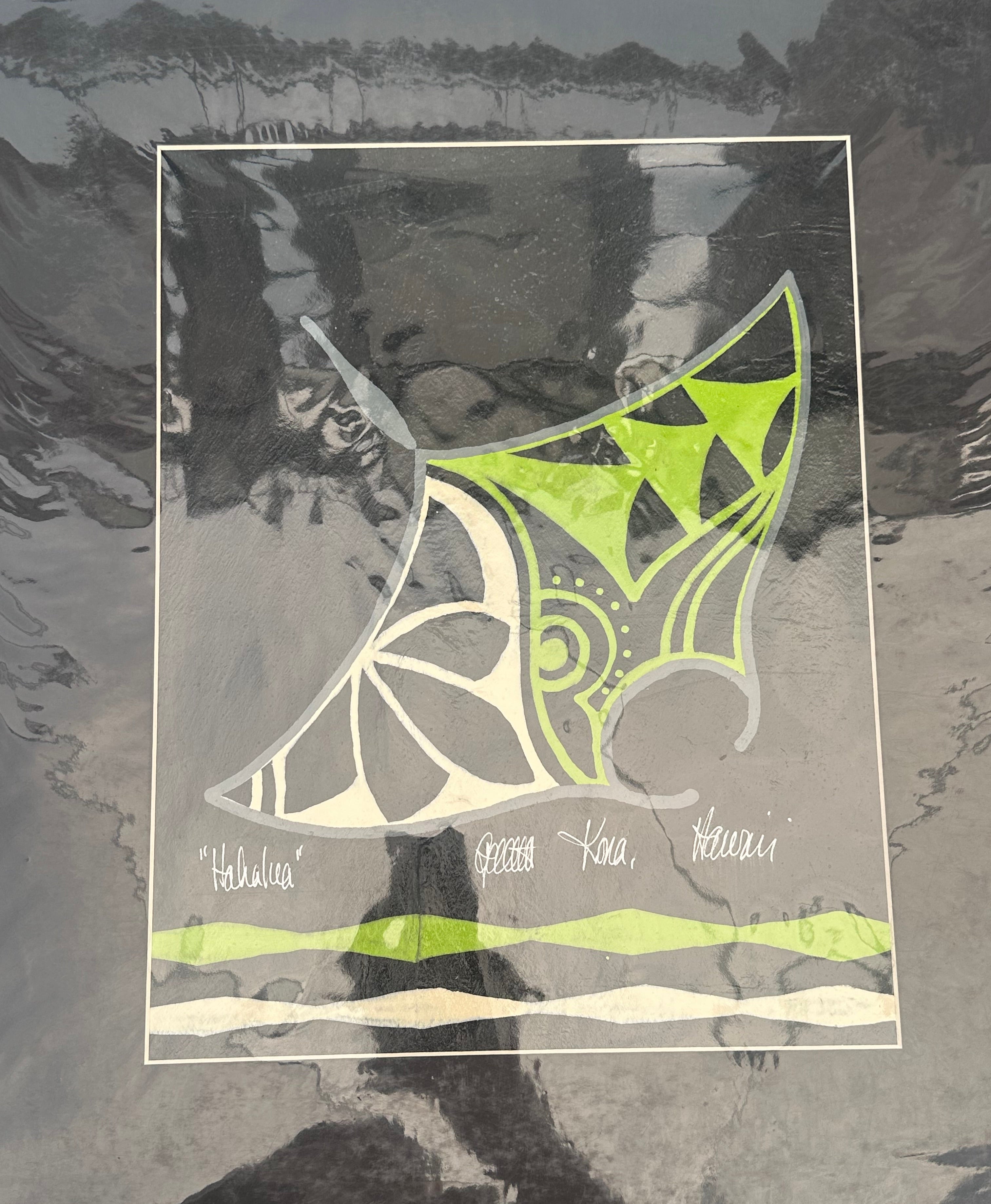 16 x 20 Hahalua (Manta Ray) Tapaglyph Painting