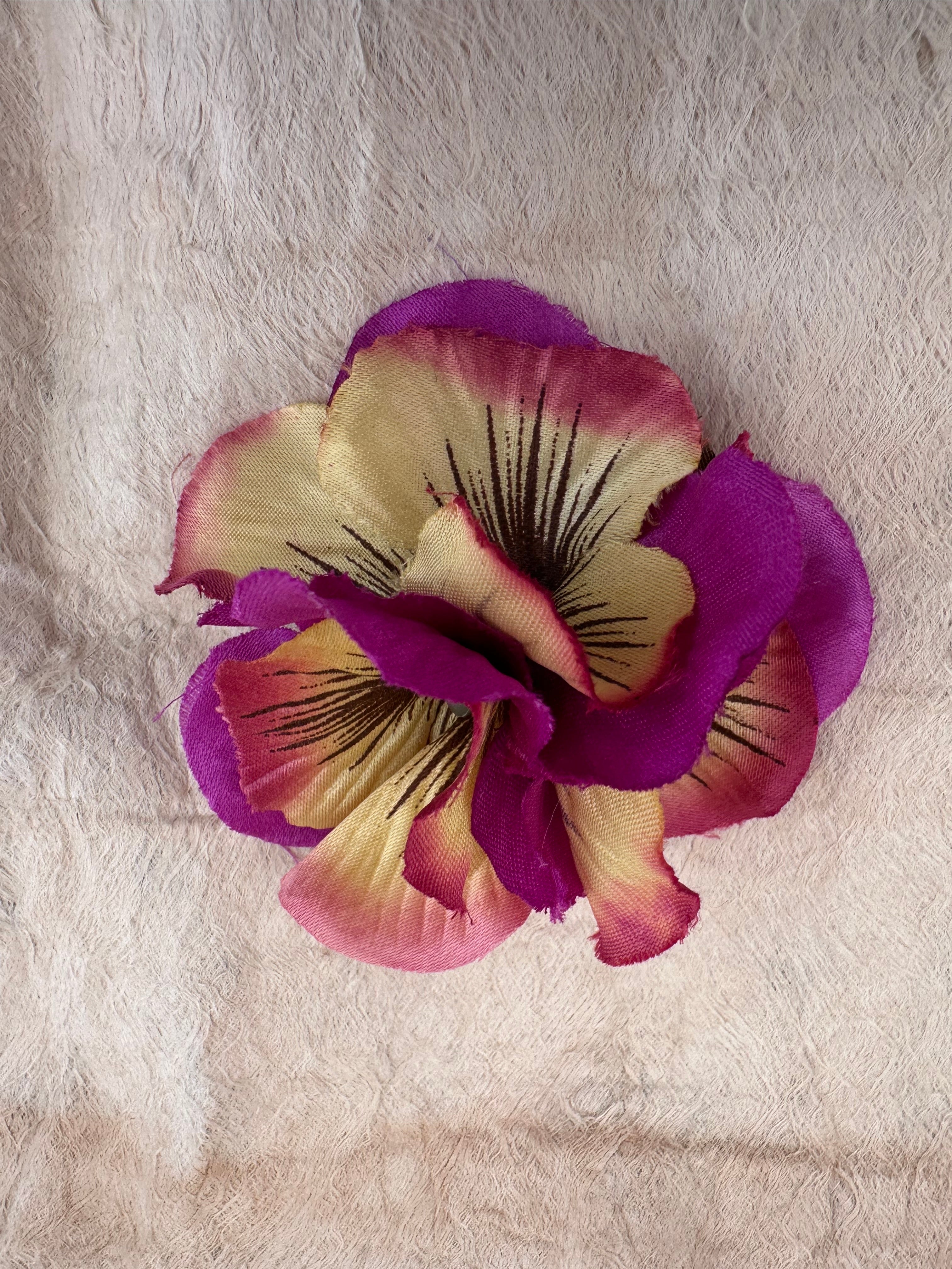 Mini Single Purple & Yellow Flower Hair Clip