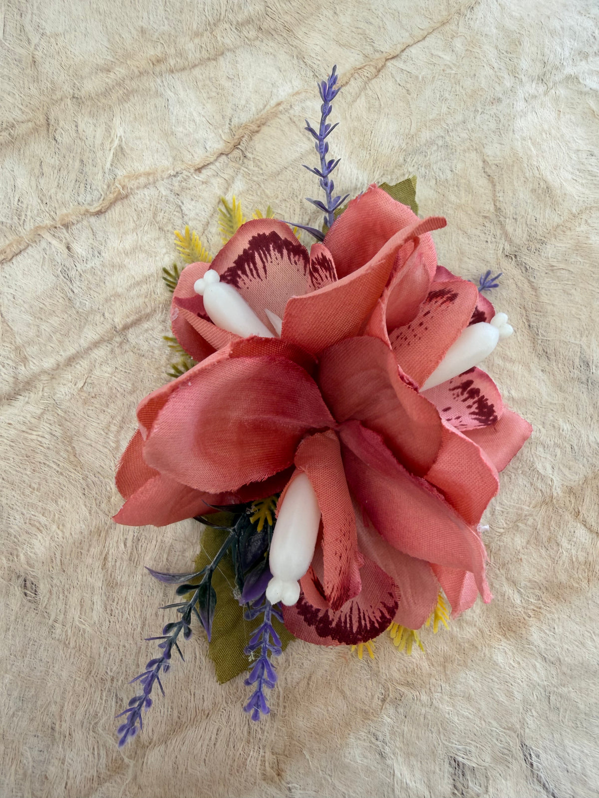 Coral Blush Orchid hair clip