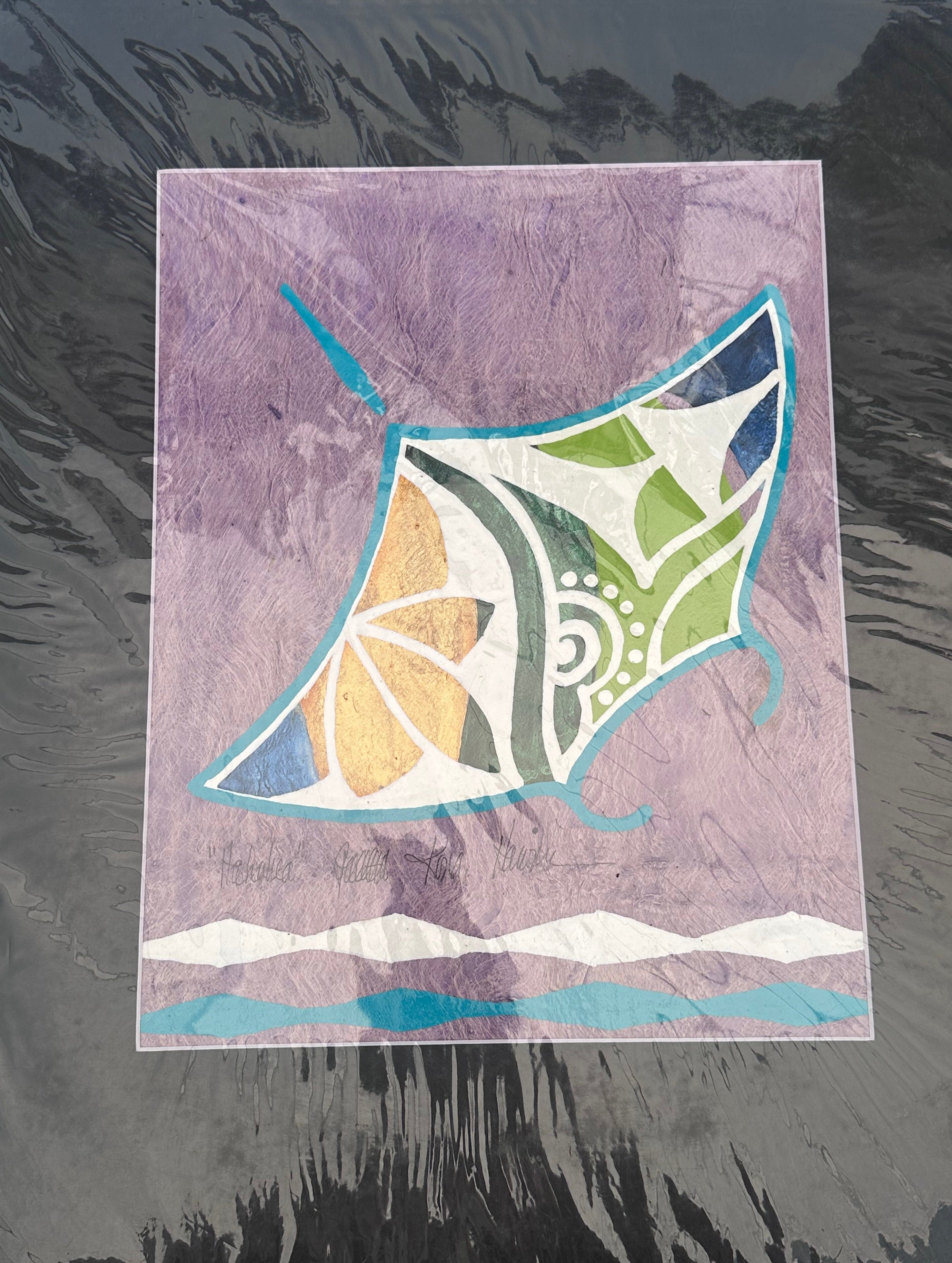 16 x 20 Hahalua (Manta Ray) Tapaglyph Painting