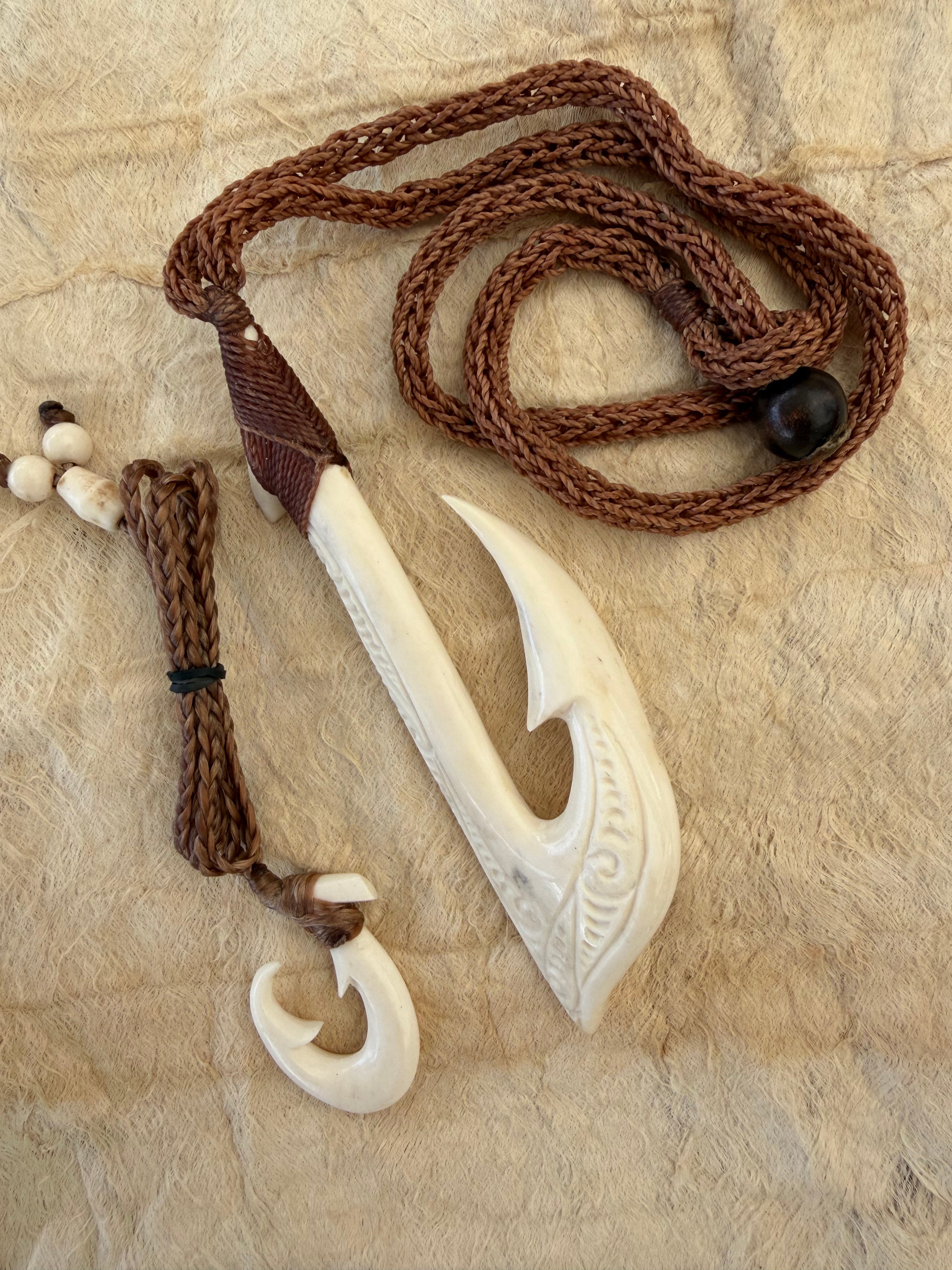 Extra Large Cow Bone Fish Hook Necklace