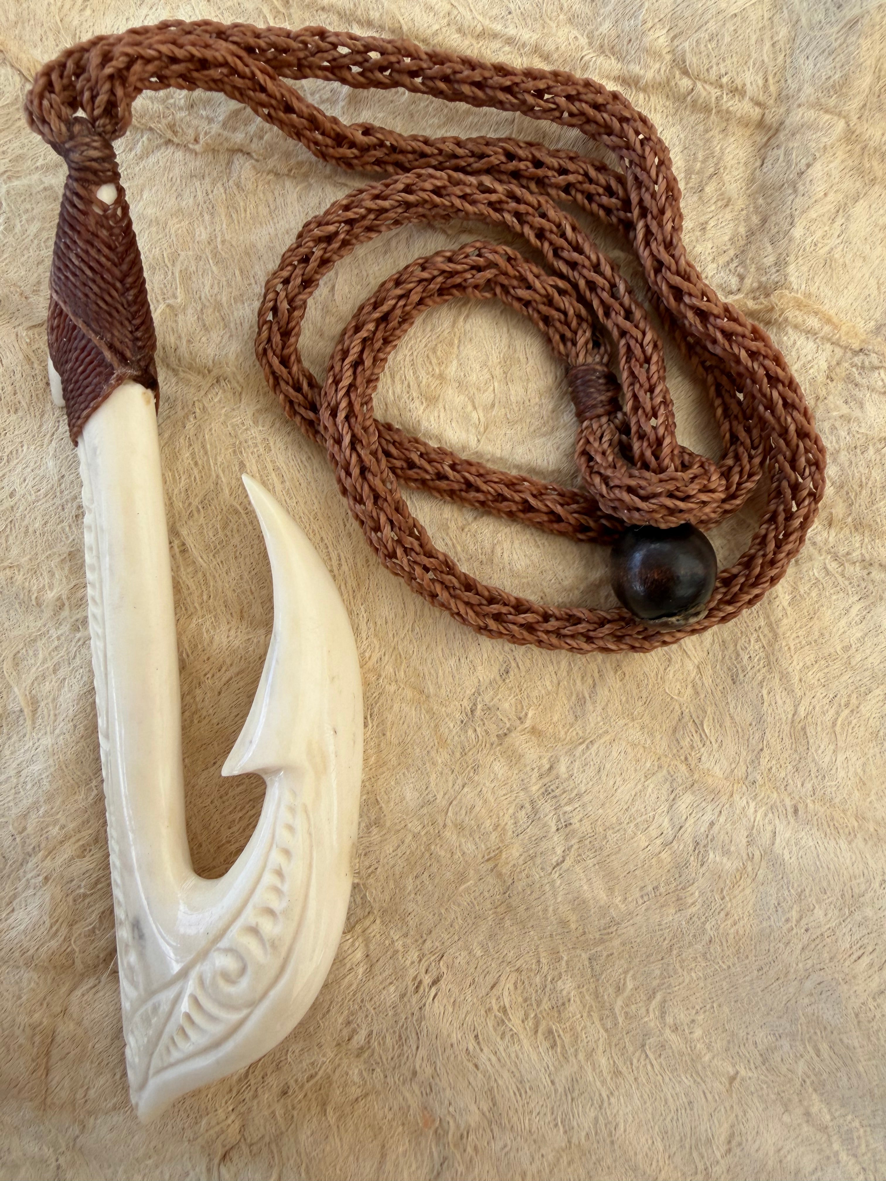 Extra Large Cow Bone Fish Hook Necklace