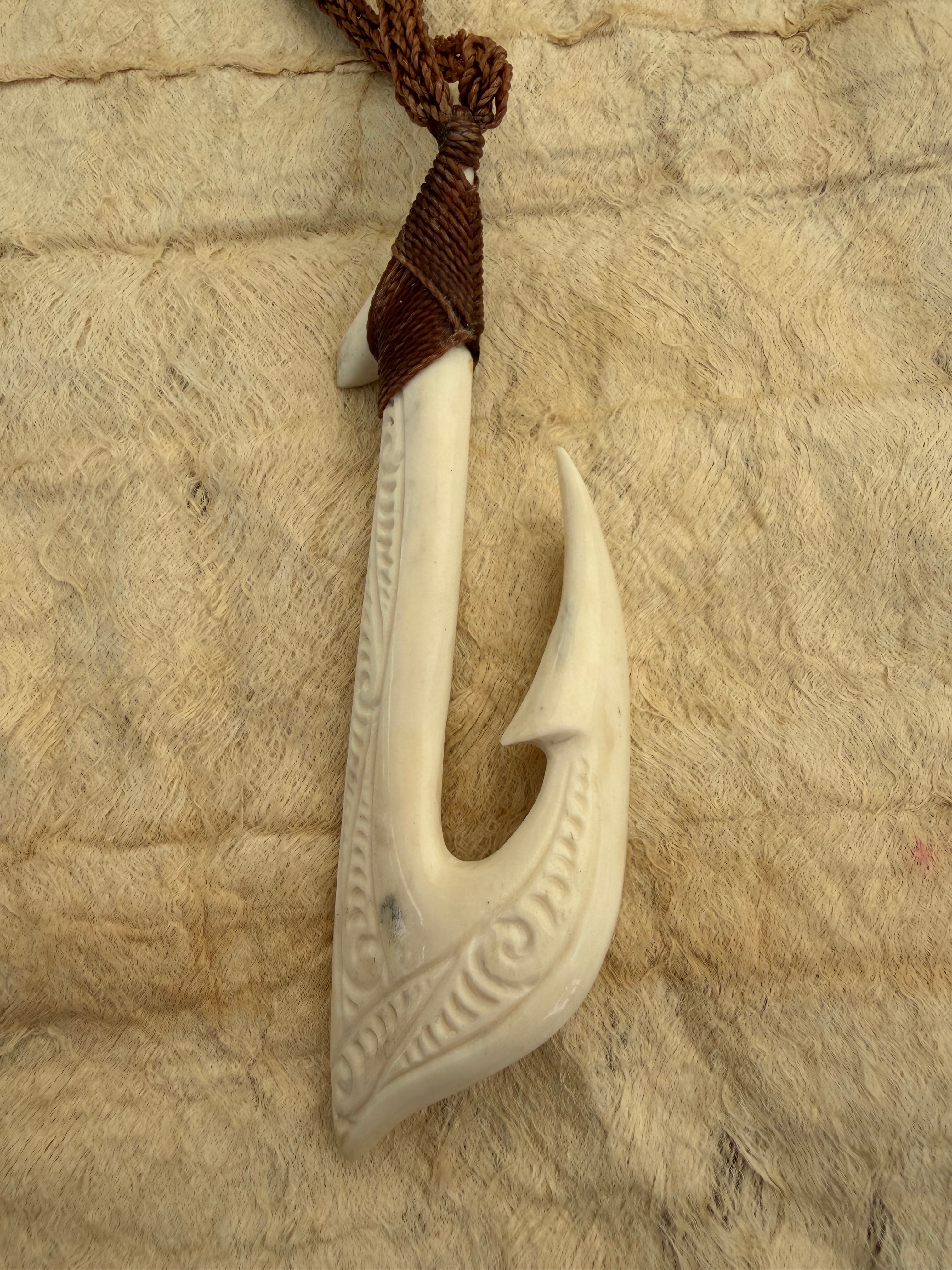 Extra Large Cow Bone Fish Hook Necklace